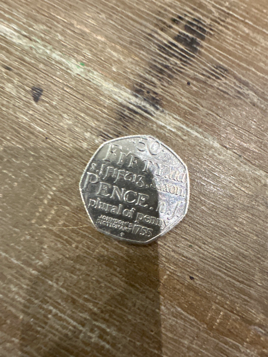 2005 Fifty Pence Coin - Plural of Penny