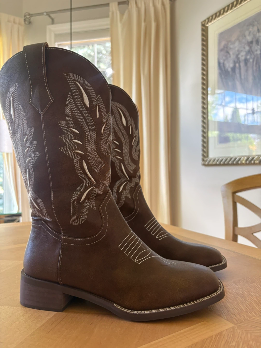 Brown Cowboy Boots - Size 8