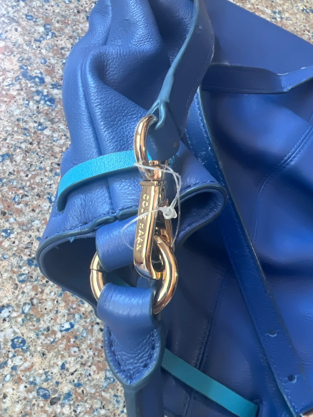 Cole Haan Blue Leather Drawstring Shoulder Bag - photo 5