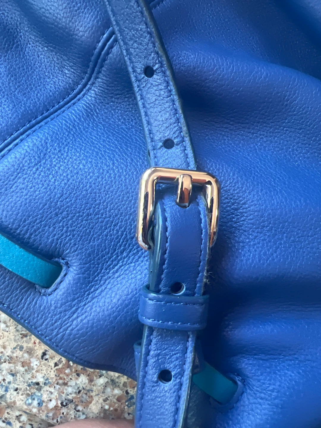 Cole Haan Blue Leather Drawstring Shoulder Bag - photo 4
