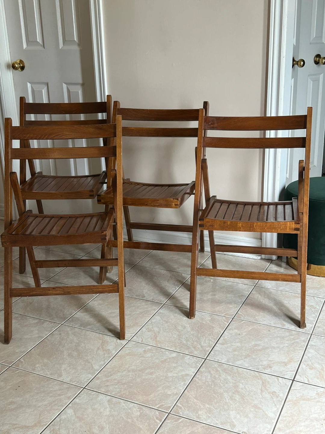 Set of 4 Vintage Wooden Folding Chairs - photo 2