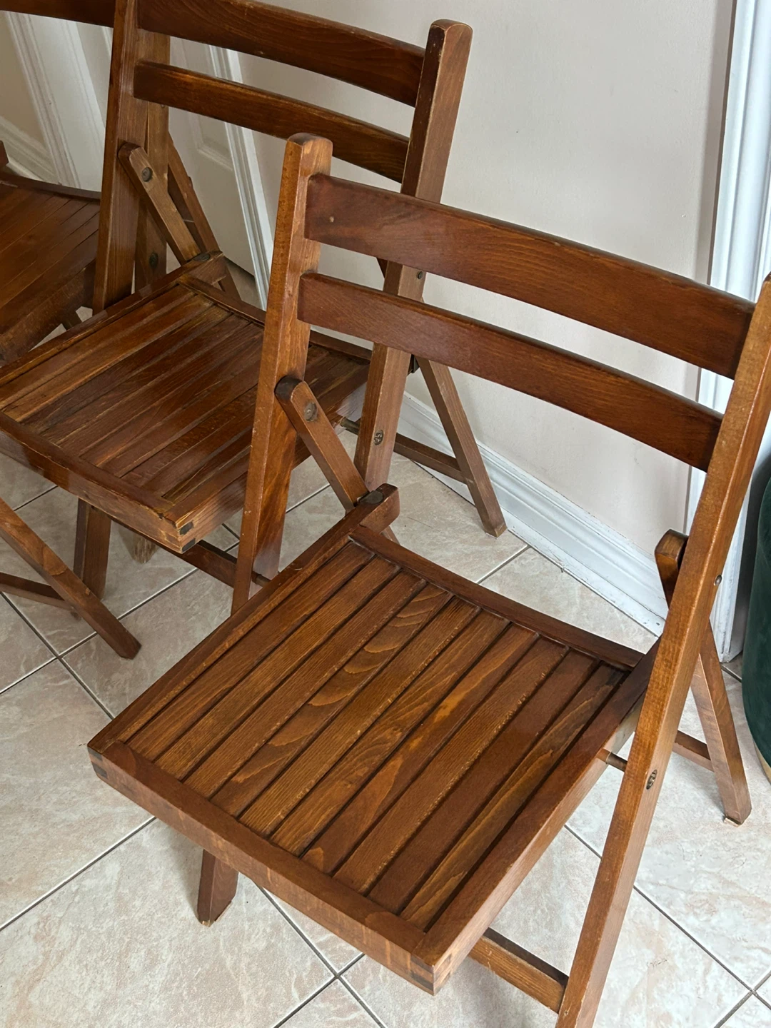 Set of 4 Vintage Wooden Folding Chairs