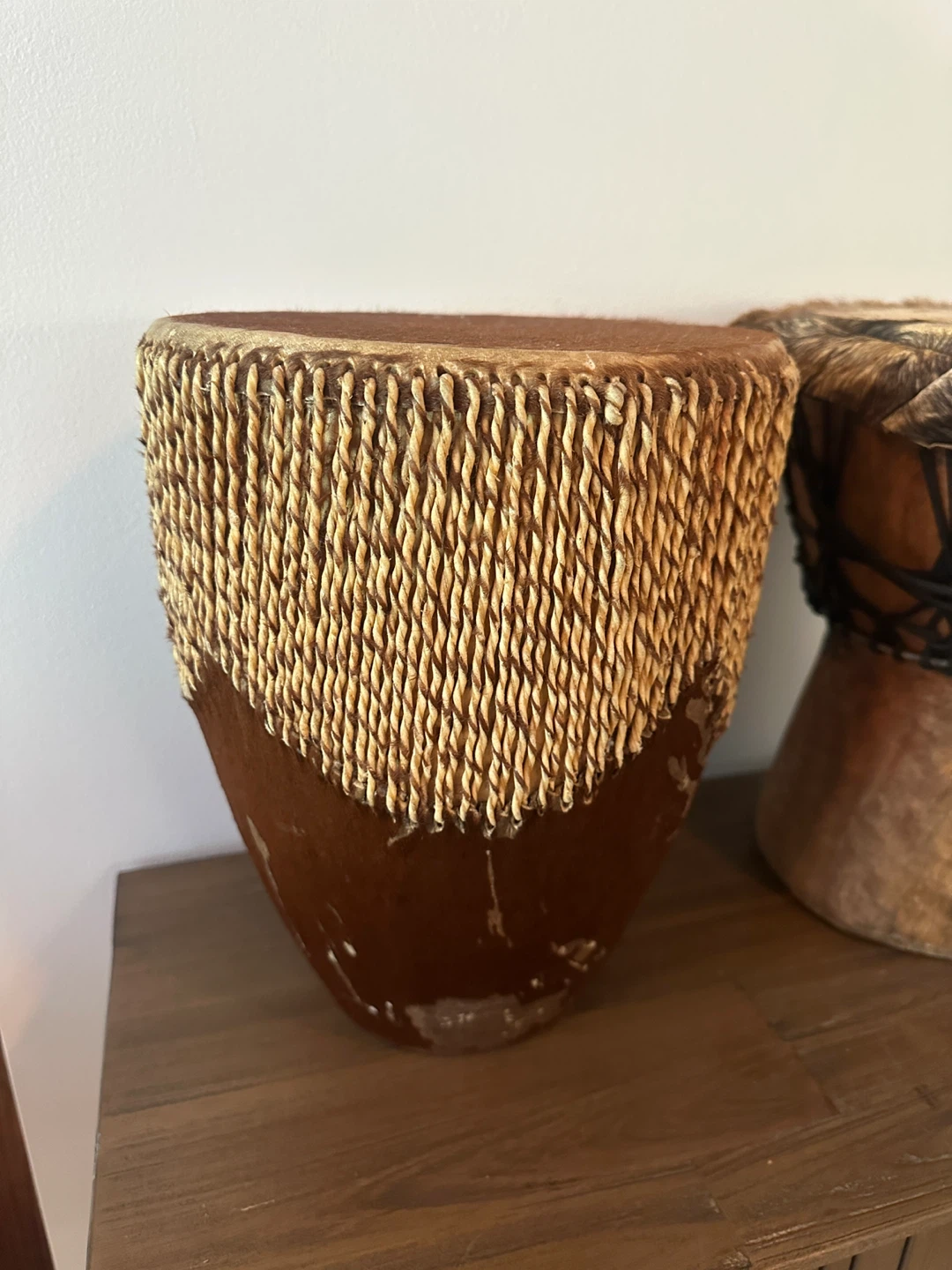 AUTHENTIC SMALL VINTAGE AFRICAN HAND DRUMS PERCUSSION MUSIC - photo 4