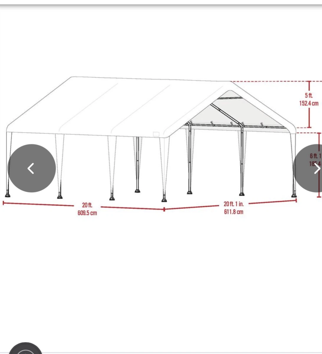 White Canopy Tent 20 ft x 10 ft - photo 2