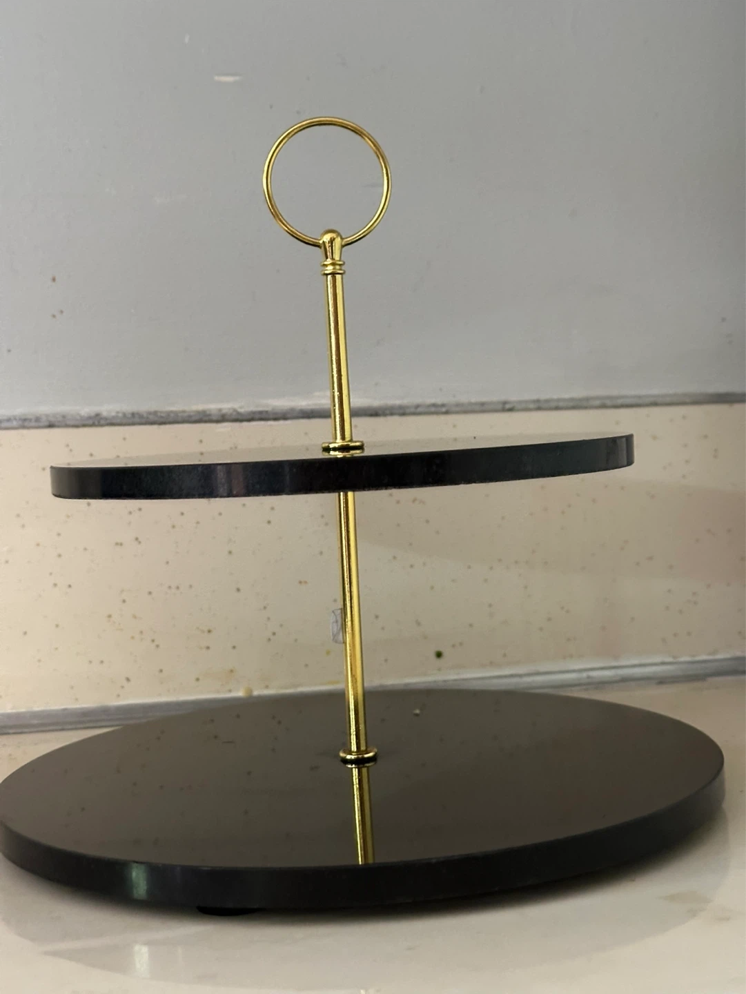 2 tier polished black granite tid bit tray - photo 3