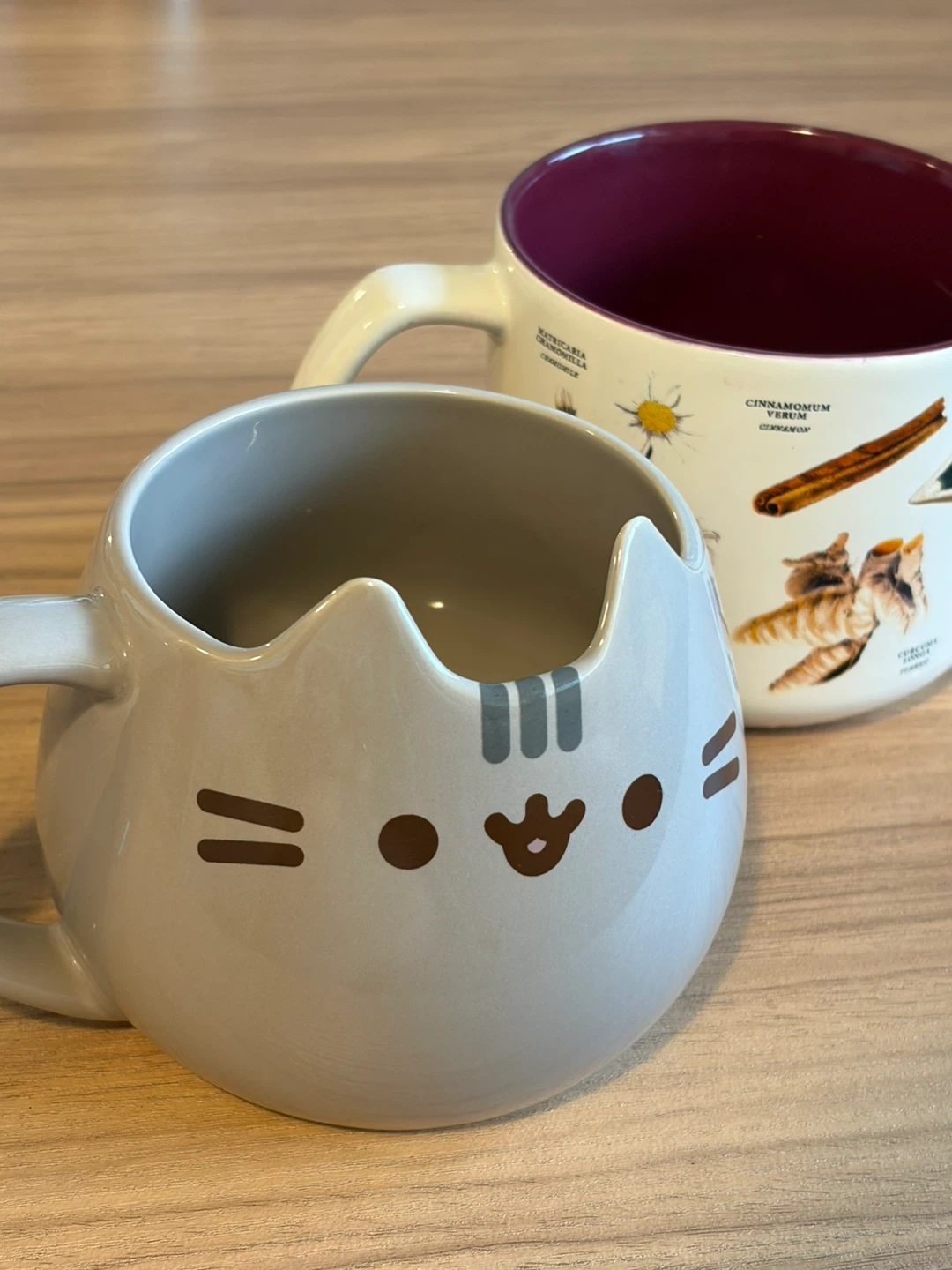 Pusheen Cat Face Mug & Botanical Print Mug