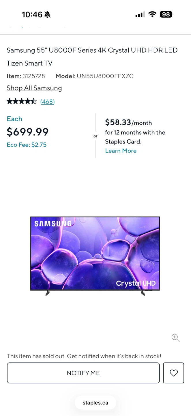 Samsung 55 4K u8000f