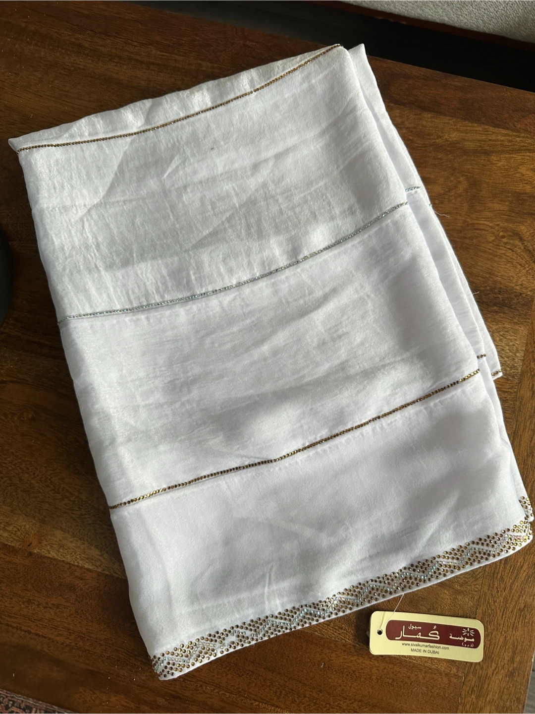 White Scarf with Gold and Silver Embellishments - photo 2