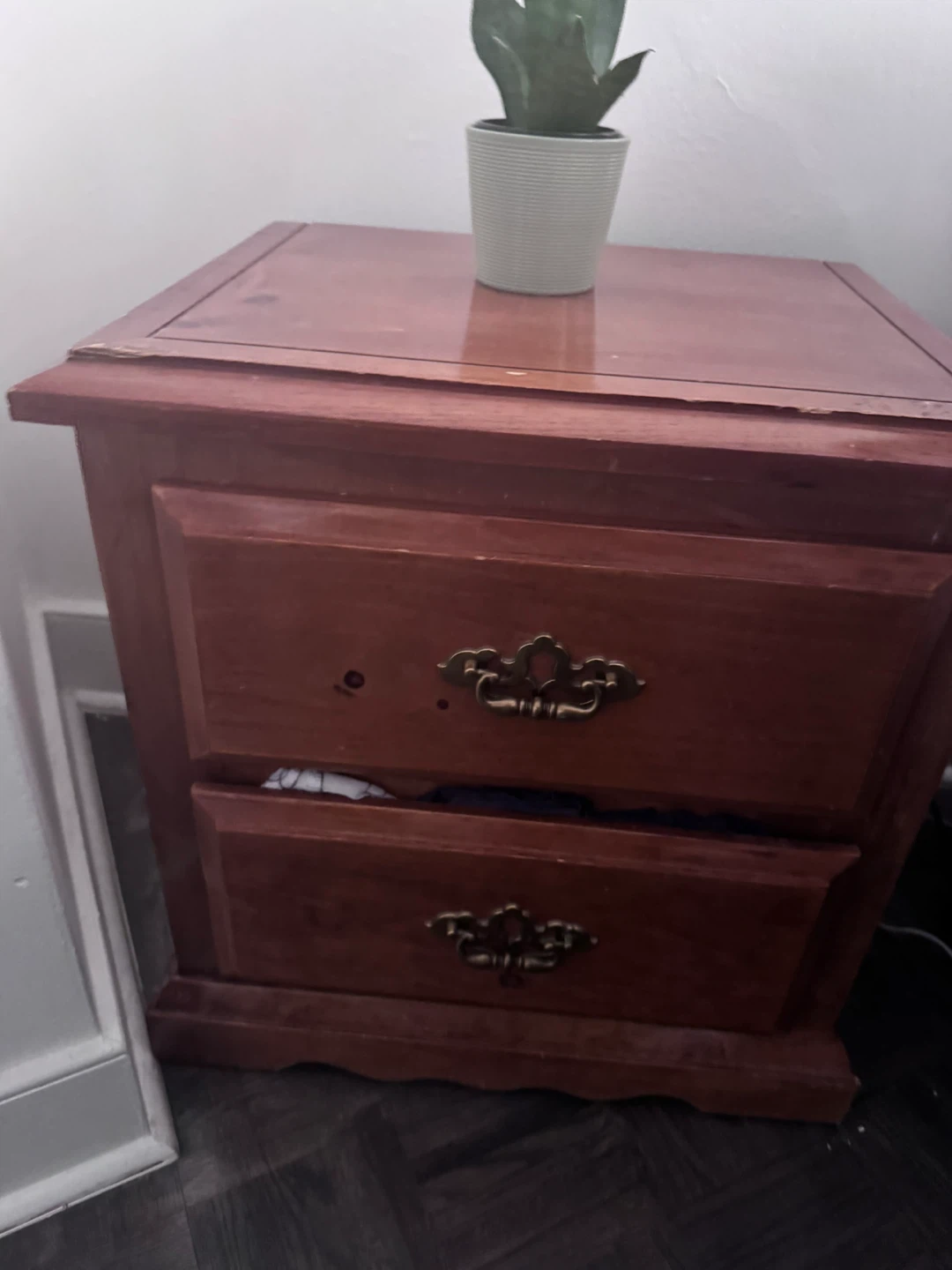 Wooden Nightstand with Two Drawers - photo 2