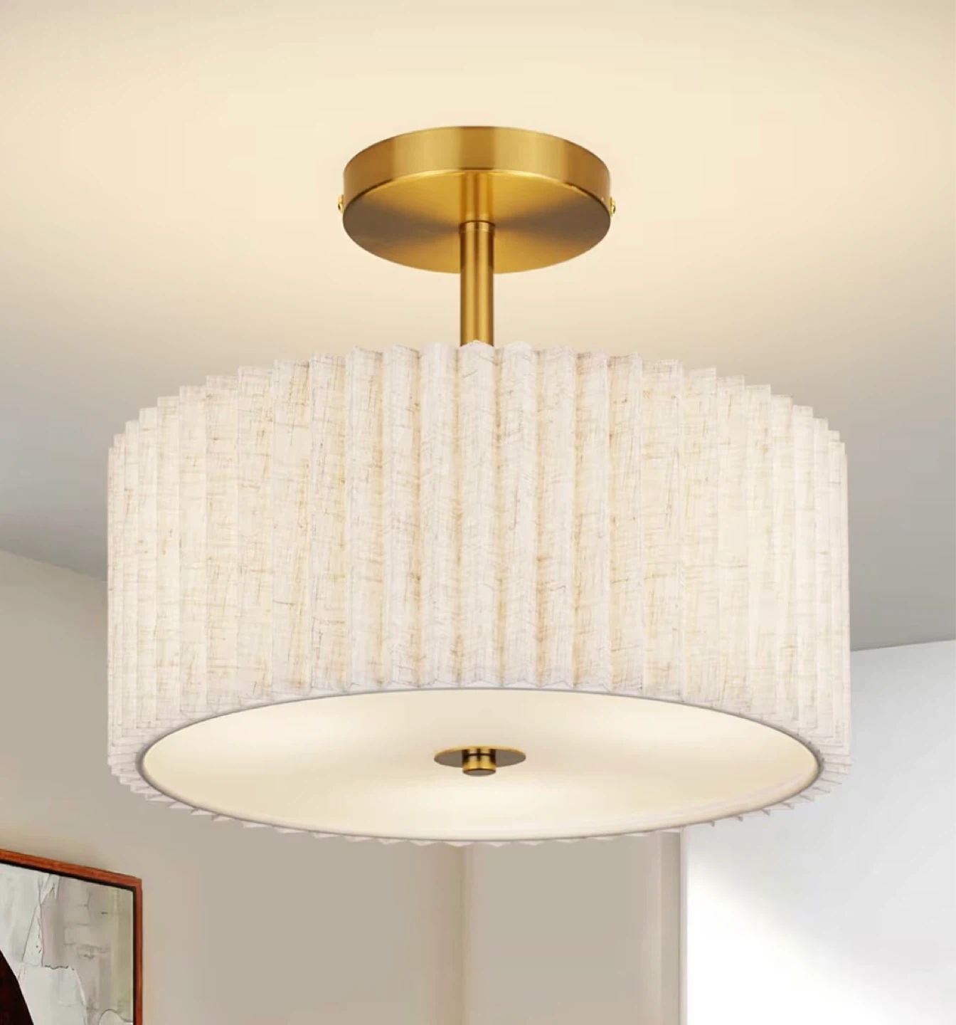 Modern Drum Ceiling Light Fixture – Gold Finish