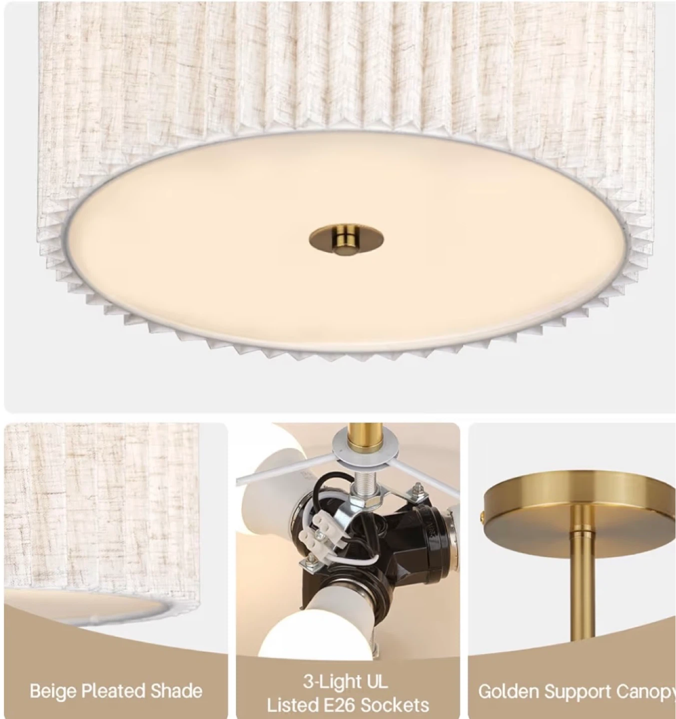 Modern Drum Ceiling Light Fixture – Gold Finish - photo 2