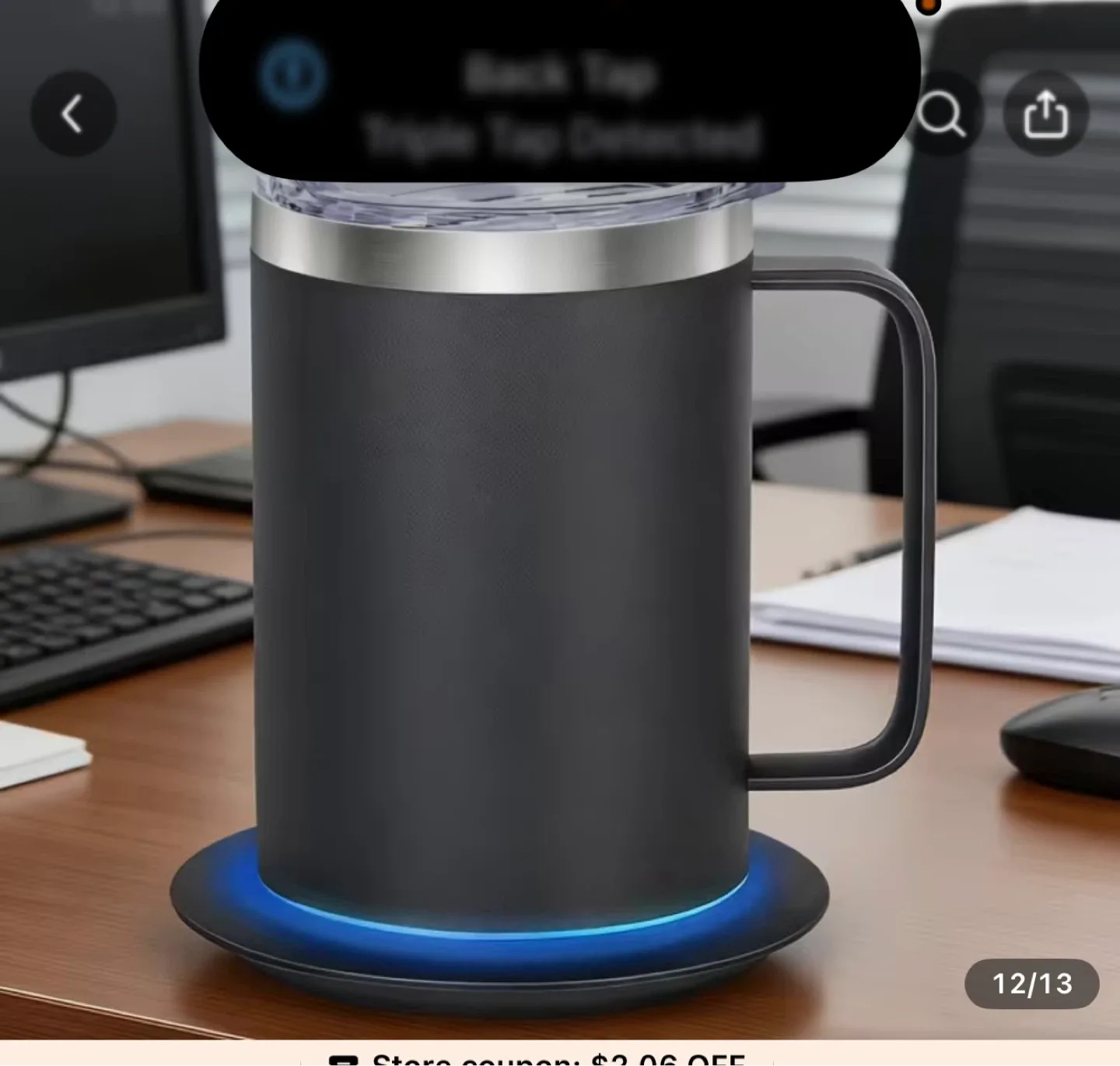 Black Insulated Travel Mug with Handle