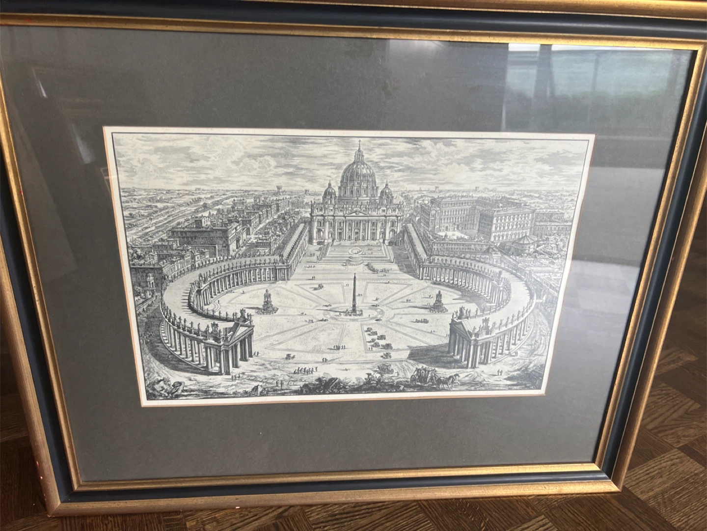 Framed Engraving Print of St. Peter's Square