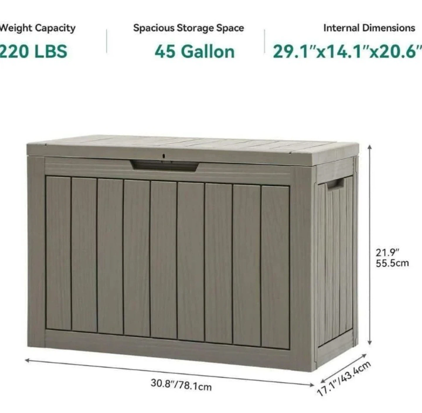 Grey Outdoor Storage Box - 45 Gallon