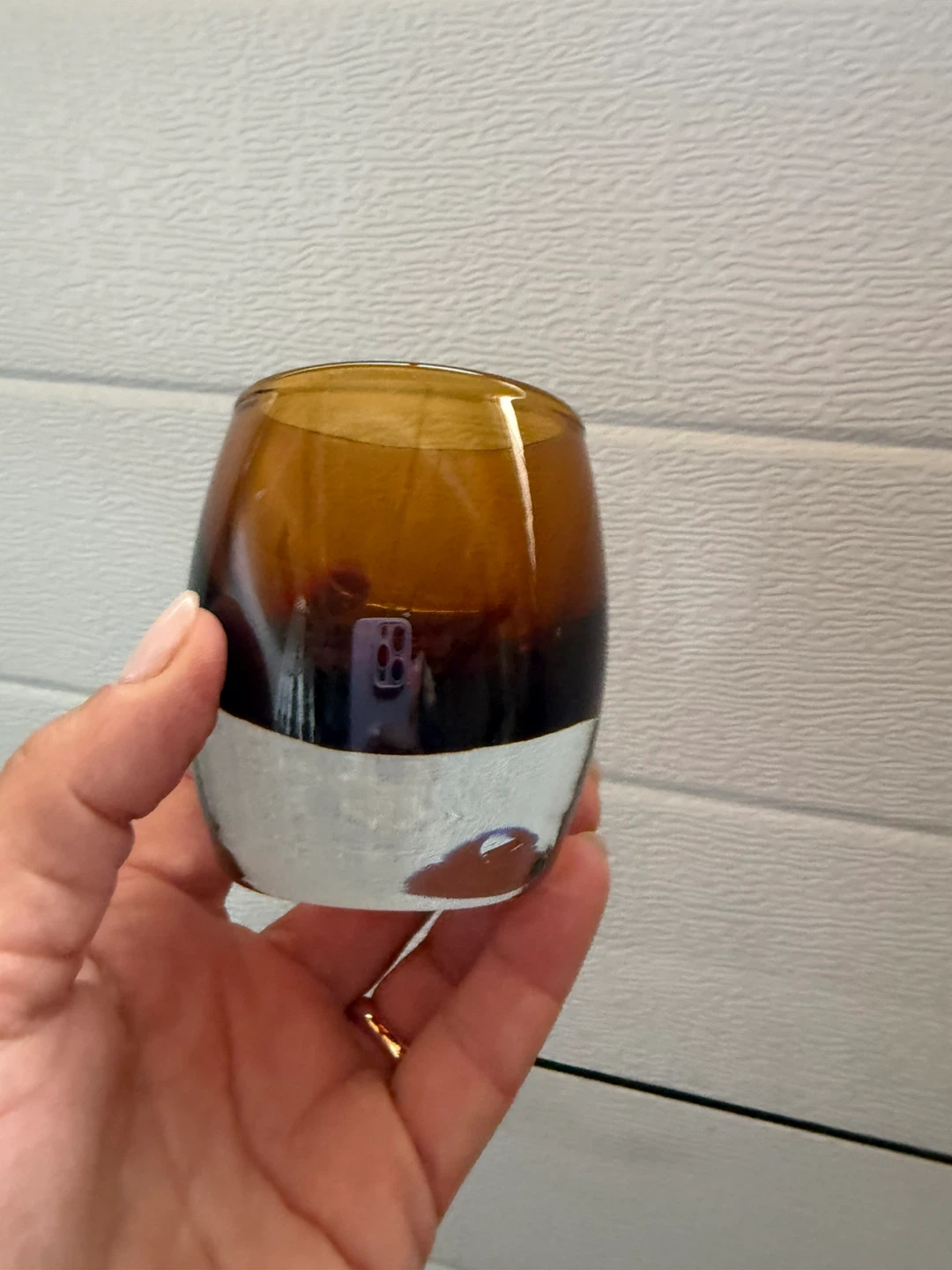 Amber coloured candle holder- set of 2