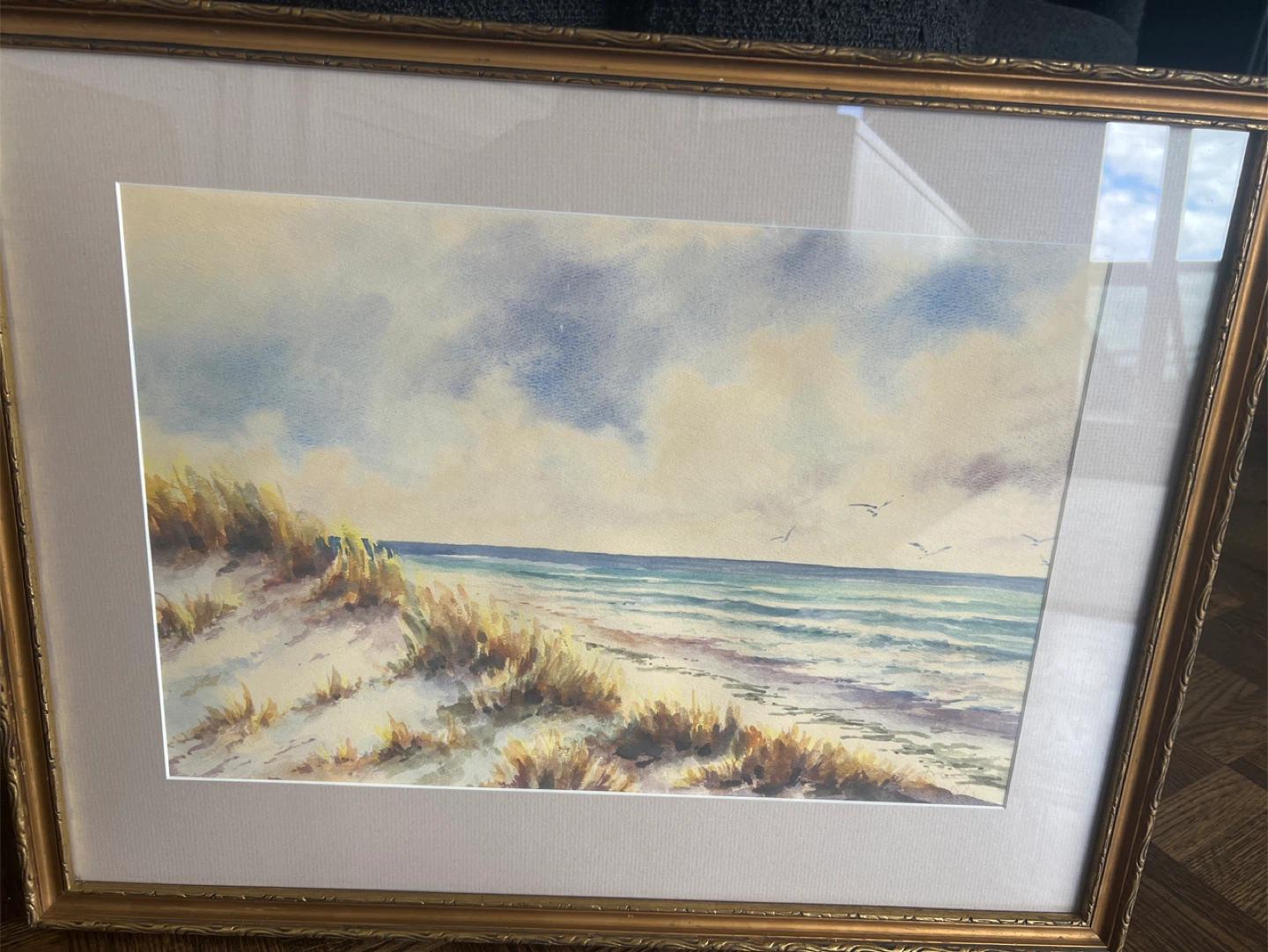 Framed Watercolour Beach Scene