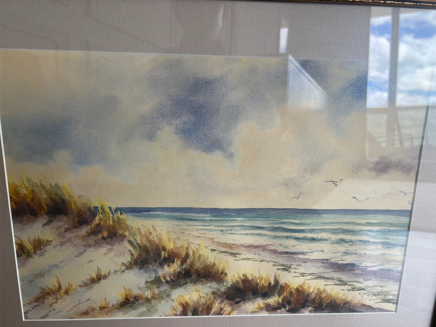Framed Watercolour Beach Scene - photo 2