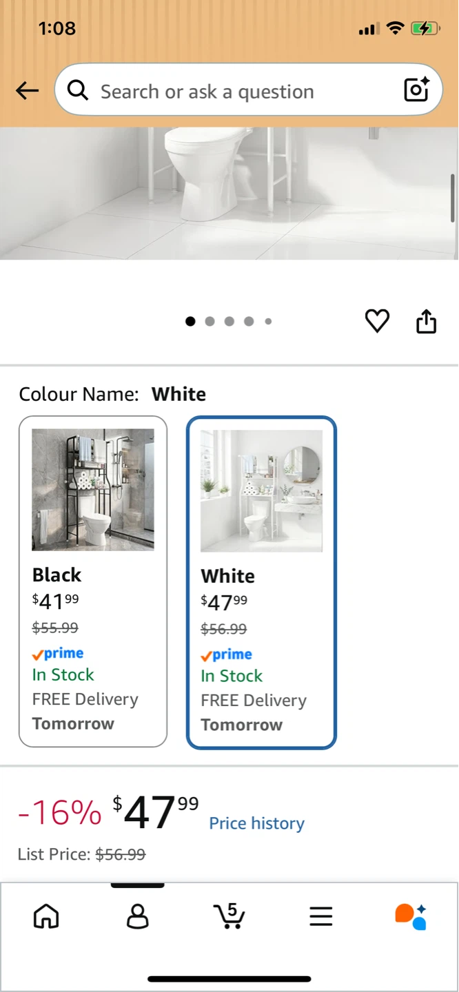 UDEAR 3 Shelf Bathroom Rack White - photo 3