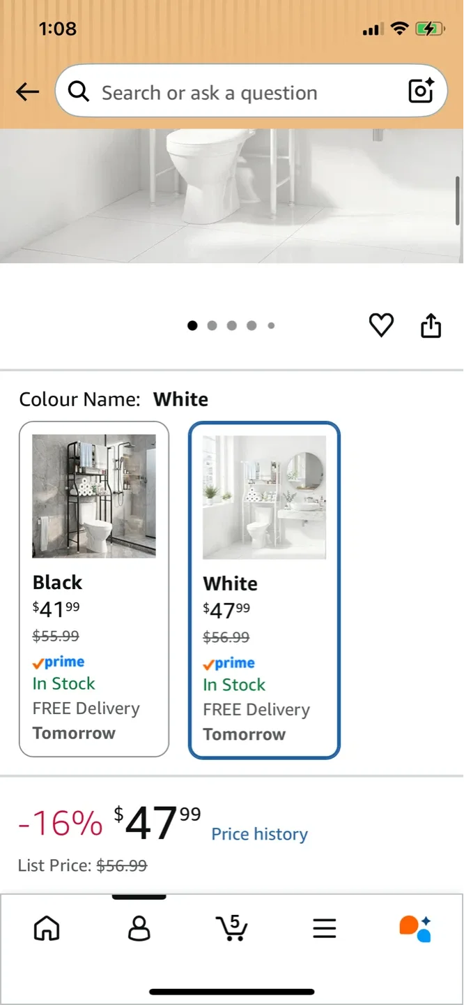 UDEAR 3 Shelf Bathroom Rack White - photo 3