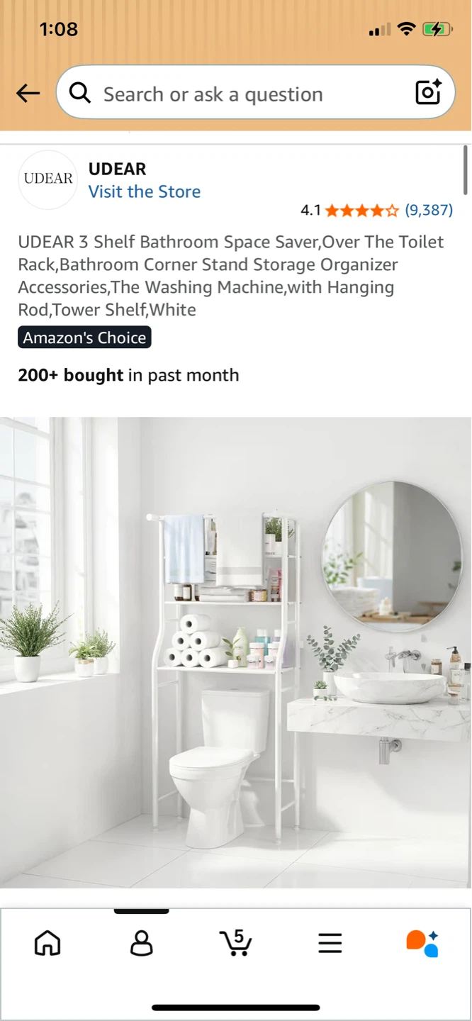 UDEAR 3 Shelf Bathroom Rack White - photo 2