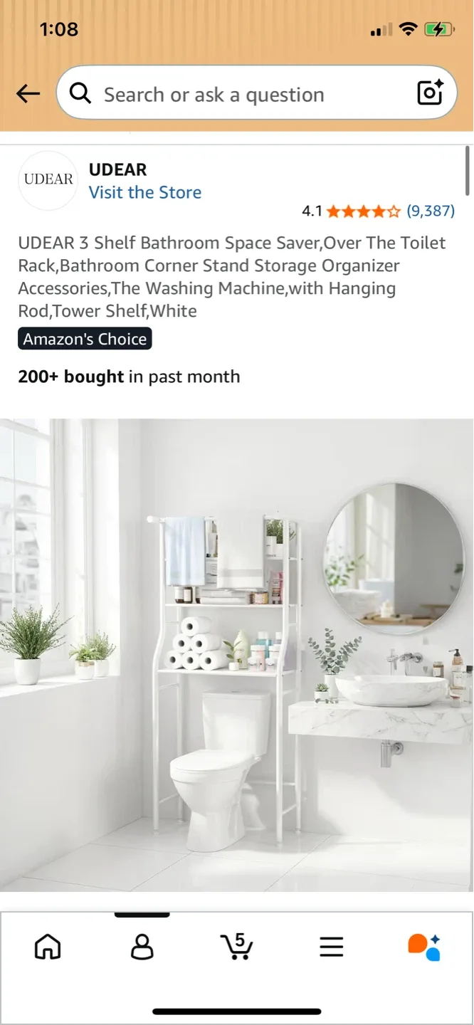 UDEAR 3 Shelf Bathroom Rack White - photo 2