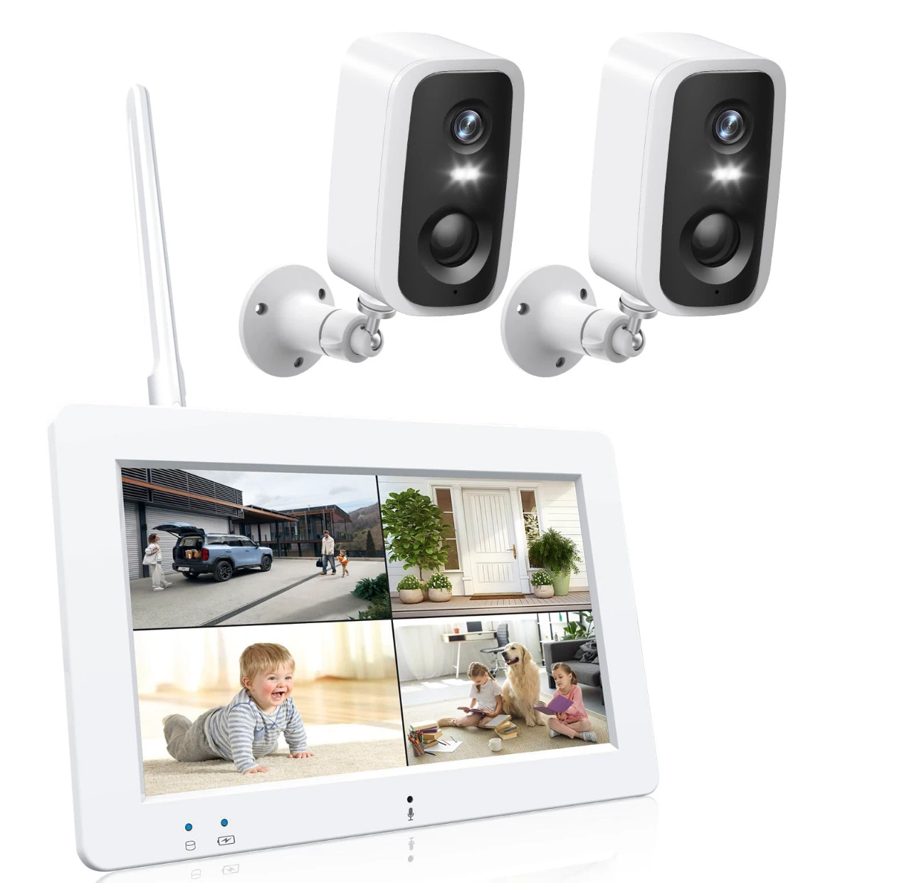 2K QHD Wireless Security Camera System with 7" Monitor