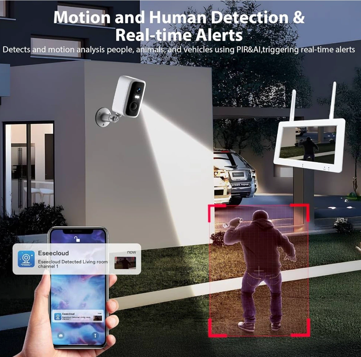 2K QHD Wireless Security Camera System with 7" Monitor - photo 4