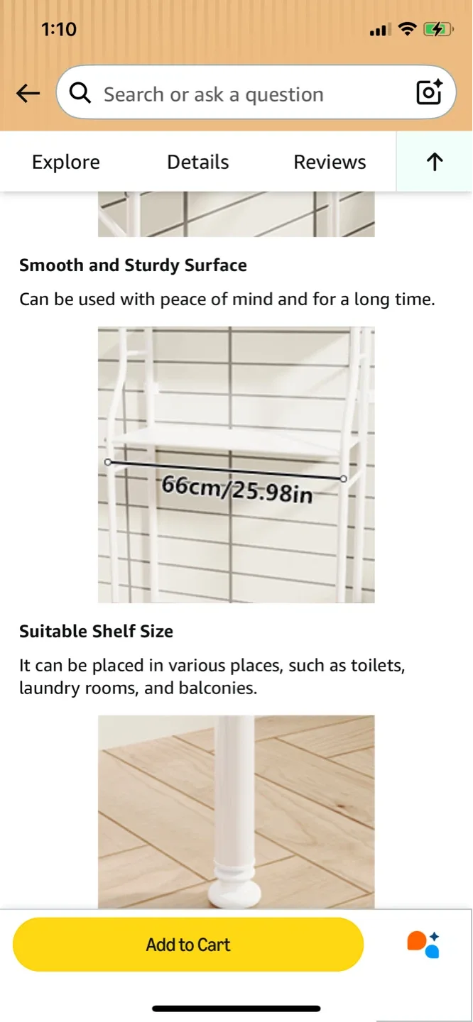 UDEAR 3 Shelf Bathroom Rack White - photo 5