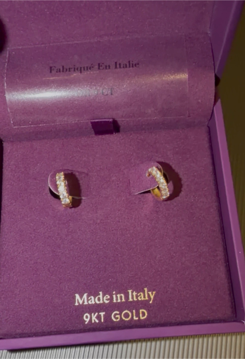 Brand New 9K Italian Gold Earrings