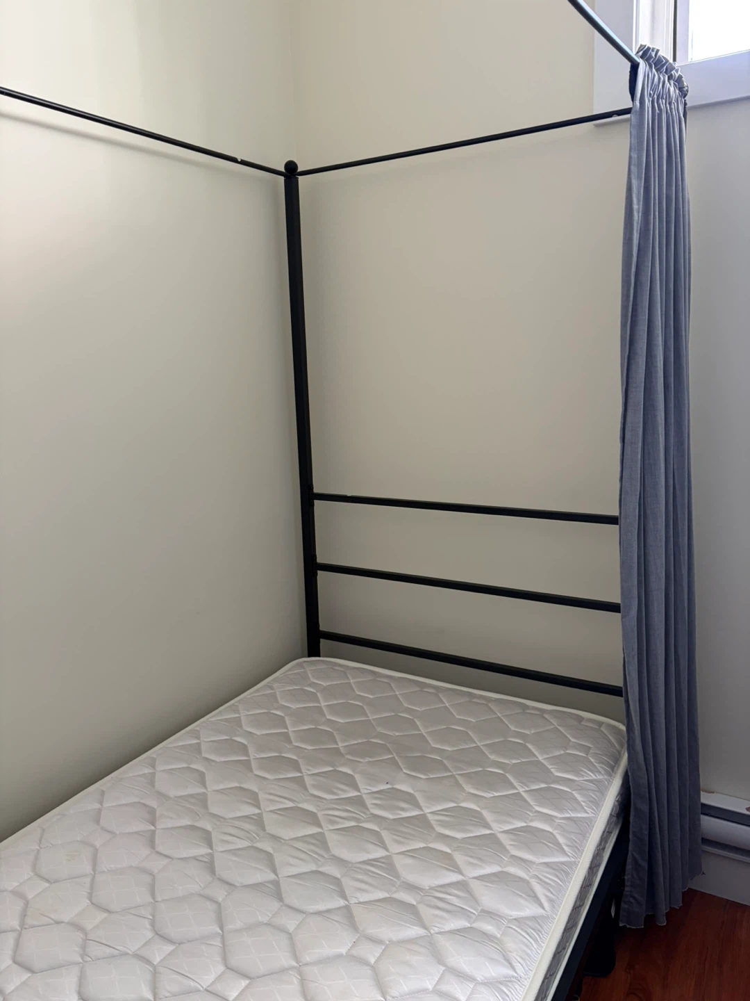 Black Metal Canopy Bed Frame with Mattress