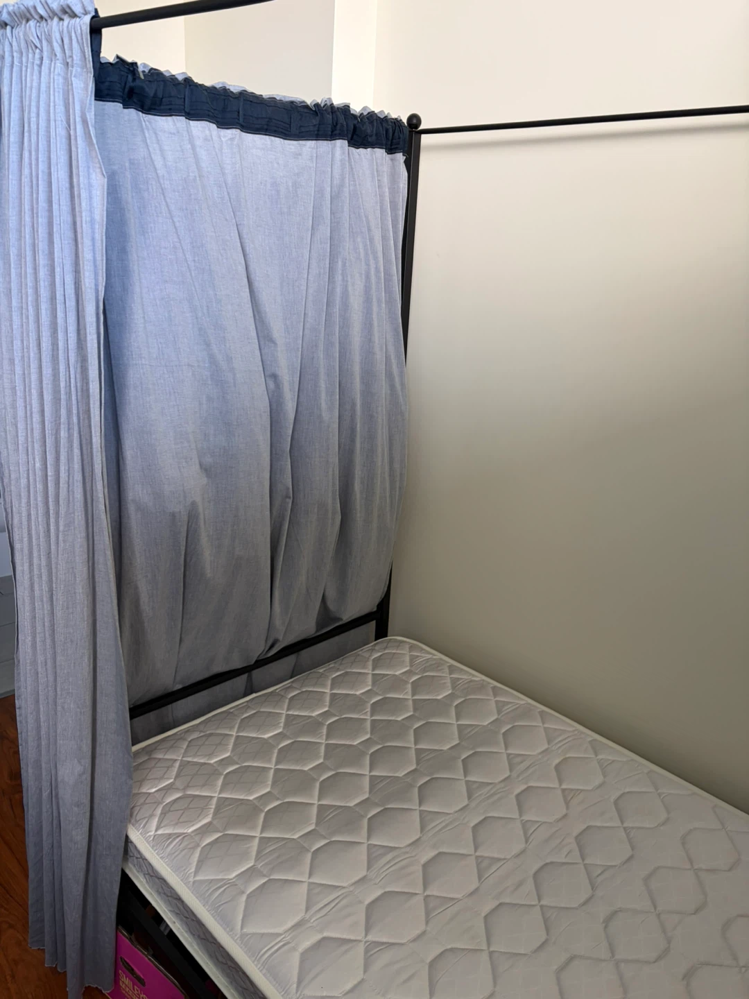 Black Metal Canopy Bed Frame with Mattress - photo 2