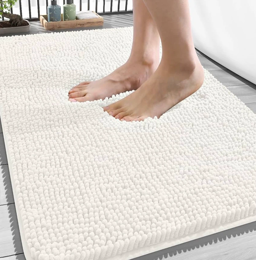 Soft Chenille Bath Mat - Machine Washable