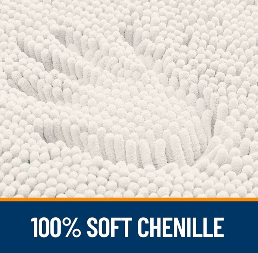 Soft Chenille Bath Mat - Machine Washable - photo 2