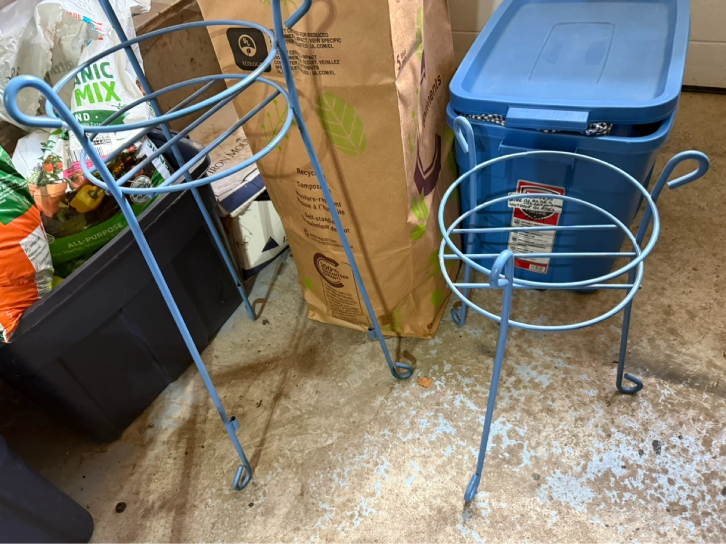 Light Blue Metal Plant Stands (tall and short)