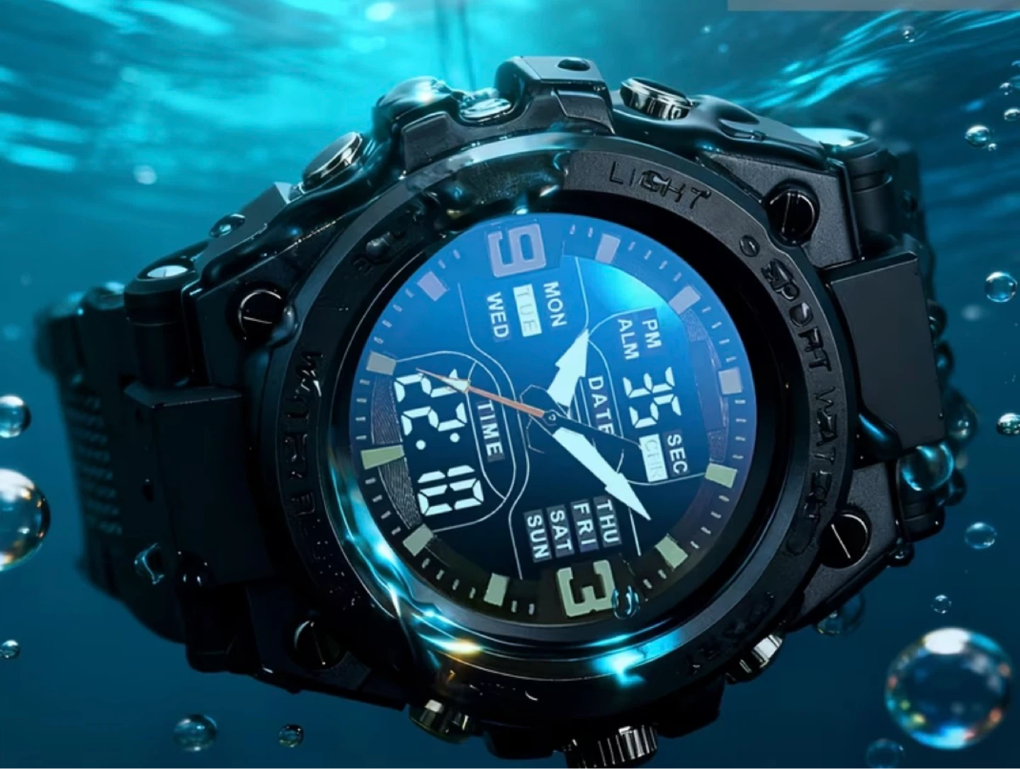 Sport Watch Black Water Resist