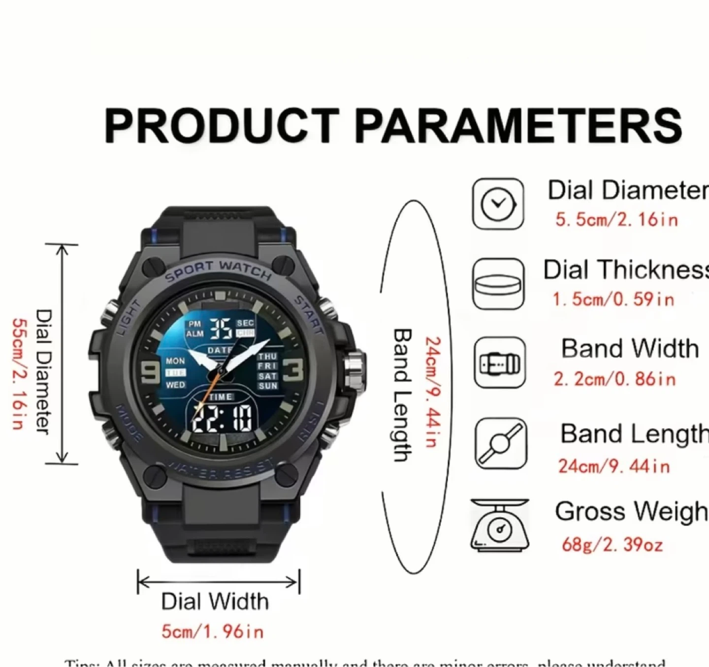 Sport Watch Black Water Resist - photo 3