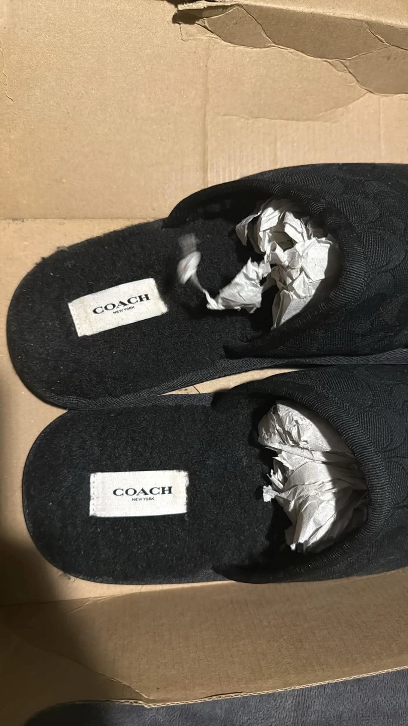 Coach Black Monogram Slippers