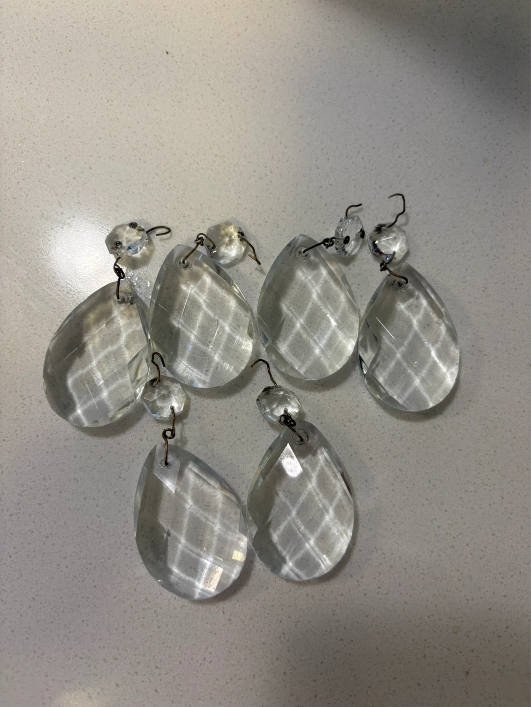 Set of 6 Clear Crystal Chandelier Pendants
