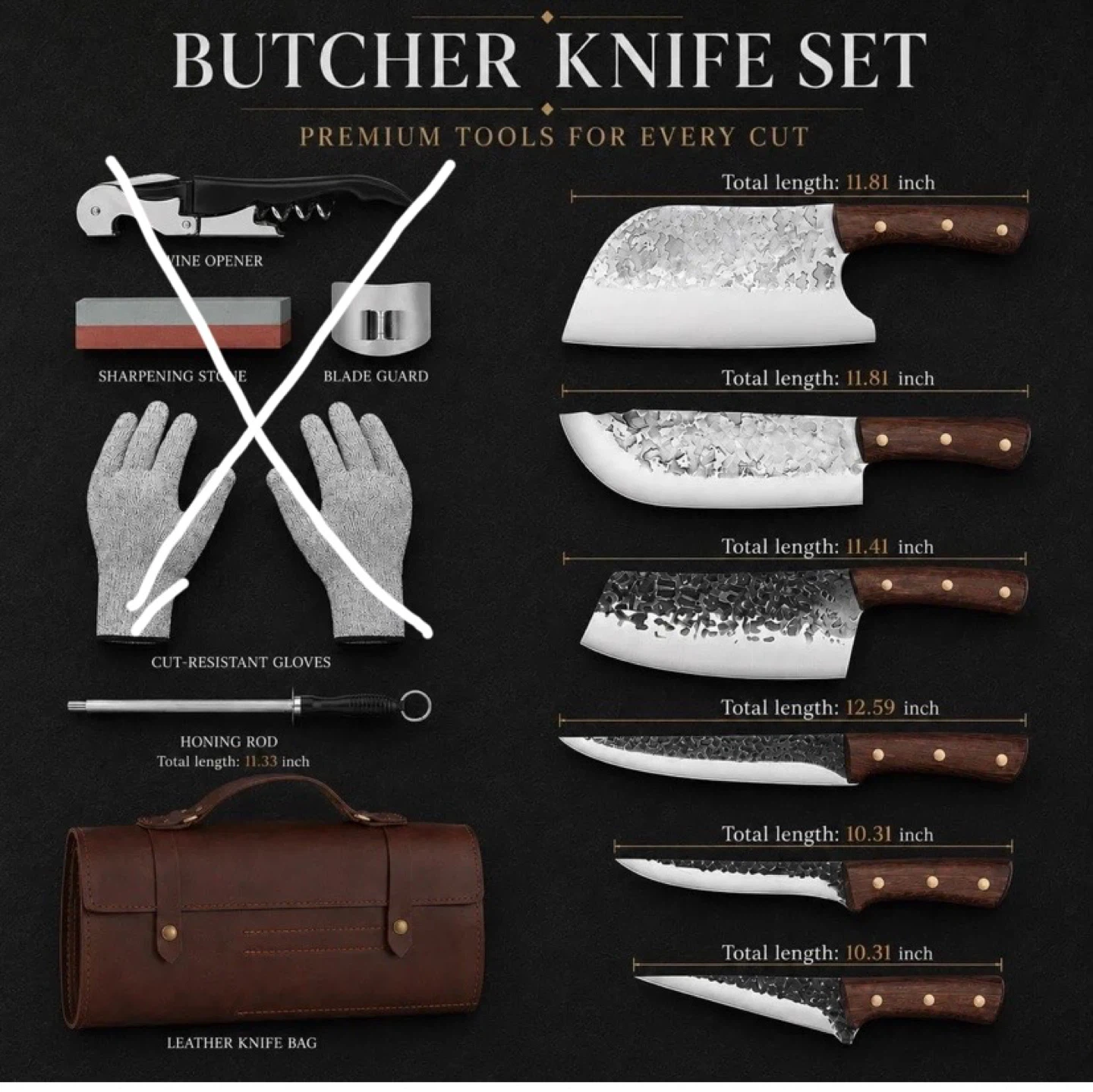 New Chef Butcher Knife Kitchen Knife Set Hand Forged - photo 3