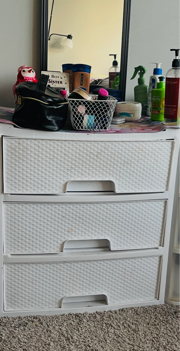 3-Drawer White Plastic Storage Unit