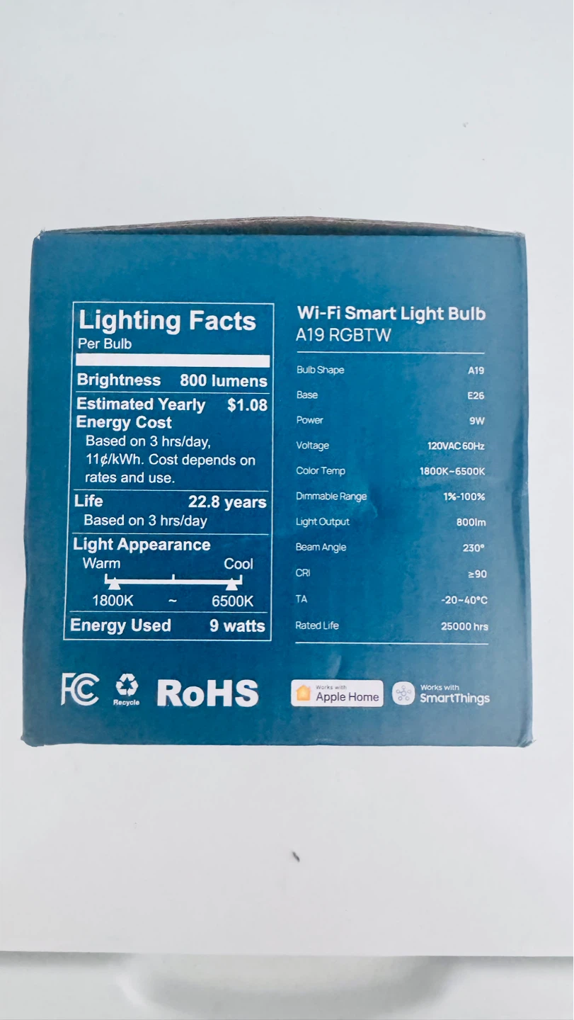 Smart Light Bulb A19 RGBTW 4 Pack - photo 2