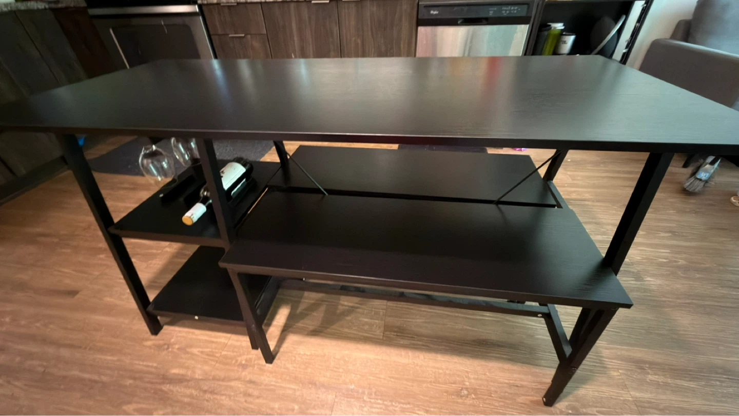 Black Dining Table with Two Benches - photo 3