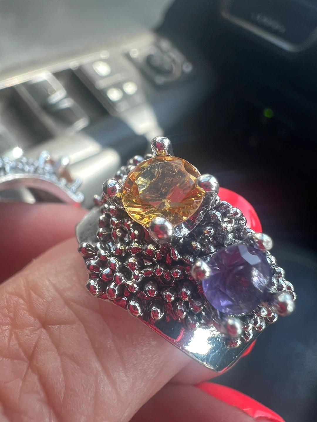 925 silver Ring with amethyst and citrine - photo 2