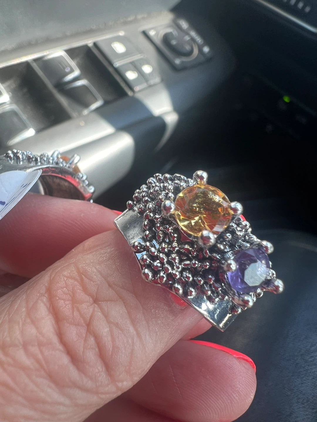 925 silver Ring with amethyst and citrine - photo 4