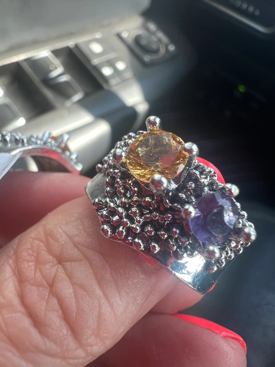 925 silver Ring with amethyst and citrine - photo 5