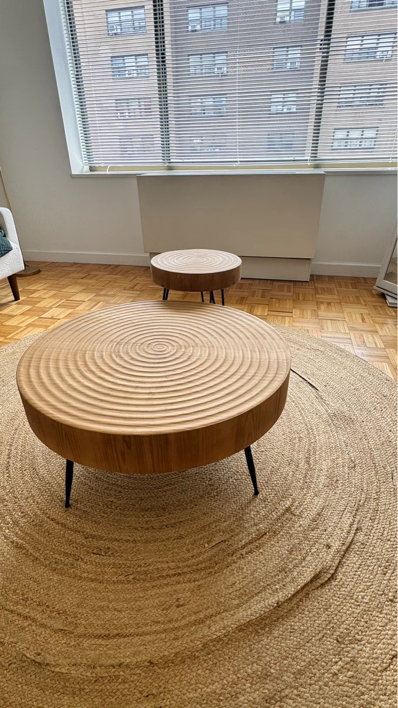 Wood Slice Coffee Table and End Table Set