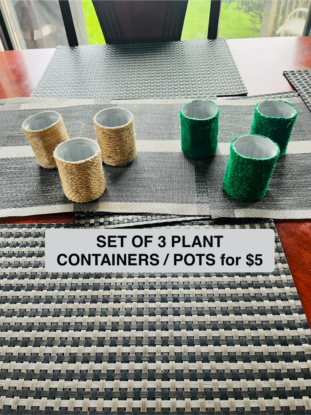 NEW handcrafted flower plant container / pot decor