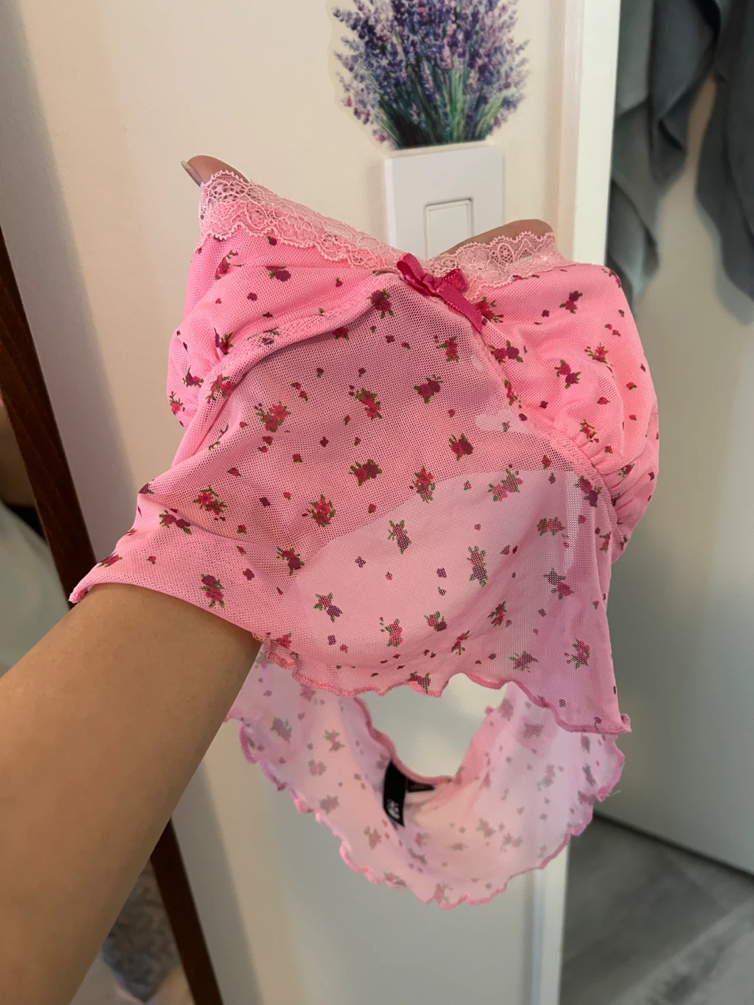 Pink Floral Mesh Crop Top - photo 4