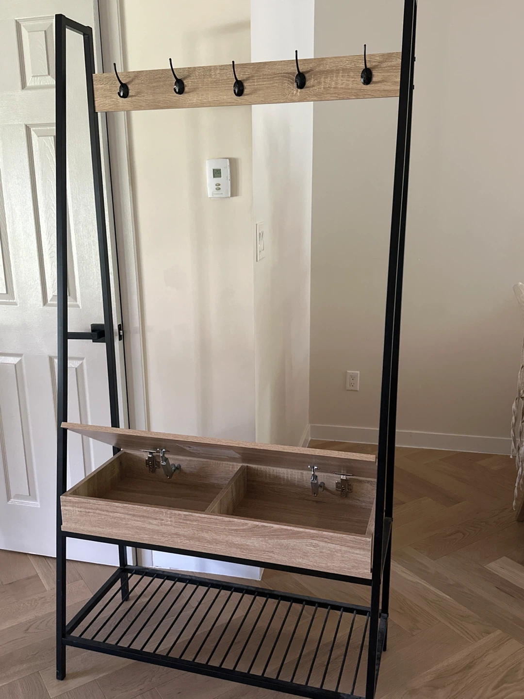 Hall Tree with Hooks and Storage Bench