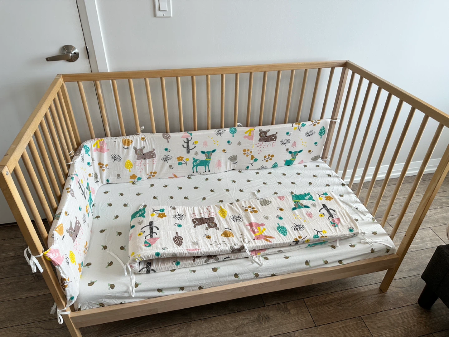 IKEA SNIGLAR Crib with mattress, Beech, 70x132 cm